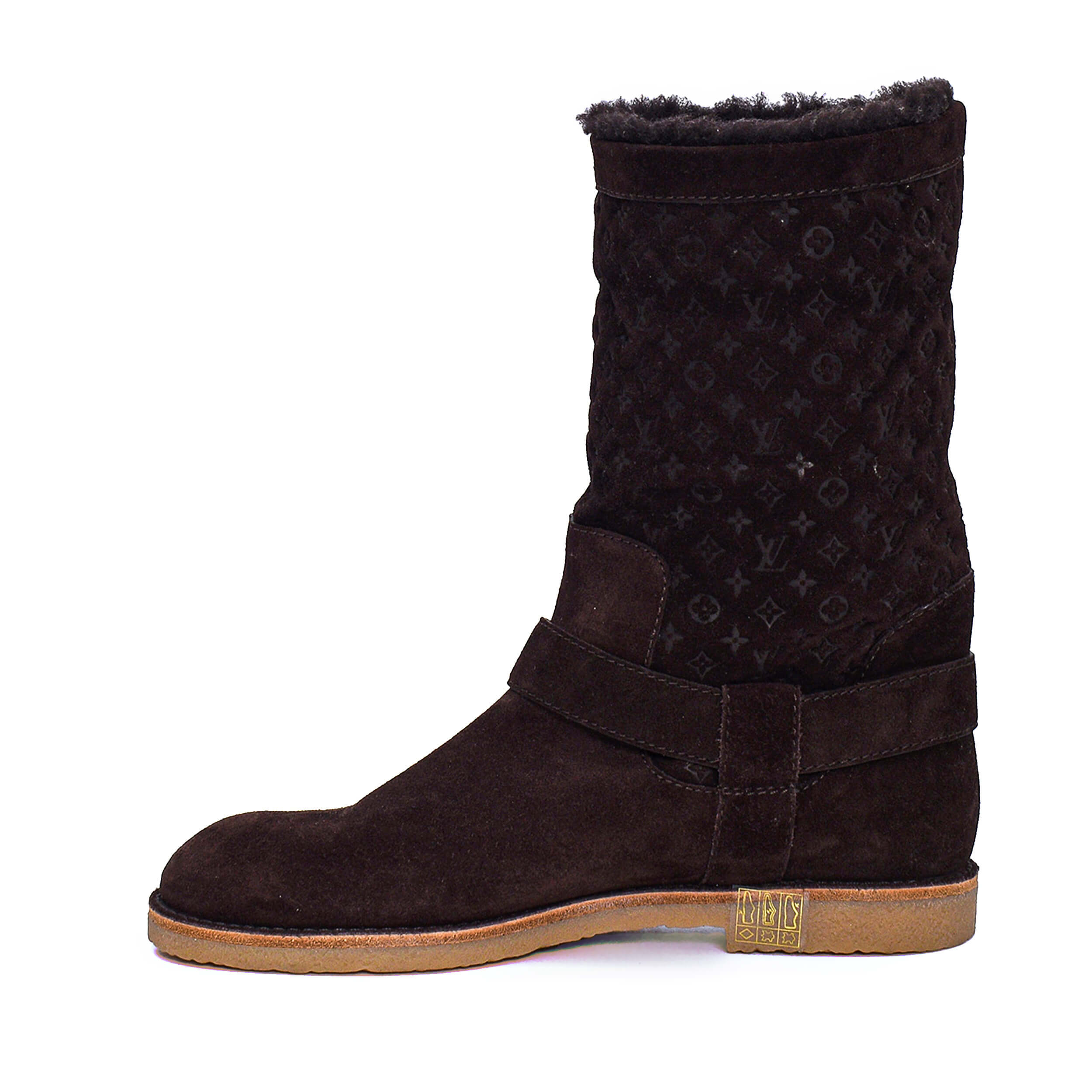 Louis Vuitton - Brown Monogram Suede&Insıde Fur Boots